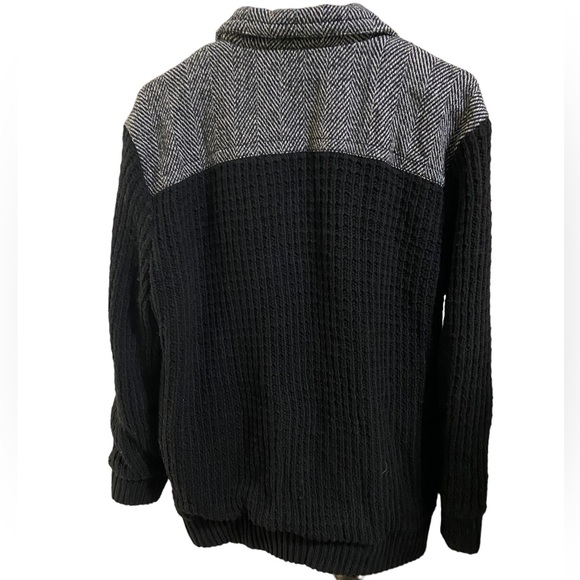 Vintage Gray & Black Tweed & Waffle Sweater Heavy Women’s L Jacket Y2K Retro - Picture 2 of 4